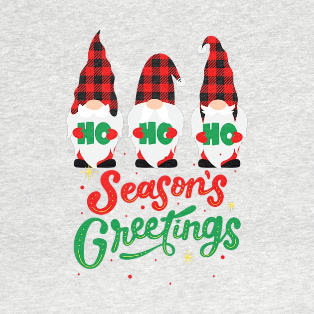 Charming 'Season's Greetings' Holiday Shirt with Festive Gnomes by AwkwardTurtle